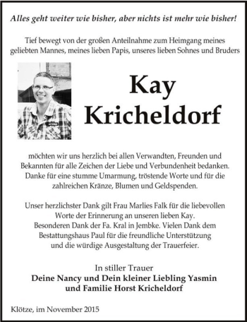 Traueranzeige von Kay Kricheldorf  von Magdeburger Volksstimme