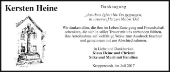 Traueranzeige von Kersten Heine  von Magdeburger Volksstimme