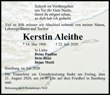 Traueranzeige von Kerstin Aleithe  von Magdeburger Volksstimme