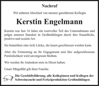 Traueranzeige von Kerstin Engelmann  von Magdeburger Volksstimme