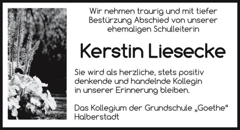  Traueranzeige für Kerstin Liesecke  vom 17.11.2017 aus Magdeburger Volksstimme