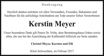 Traueranzeige von Kerstin Meyer  von Magdeburger Volksstimme
