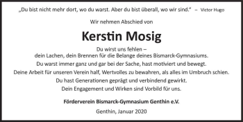Traueranzeige von Kerstin Mosig  von Magdeburger Volksstimme
