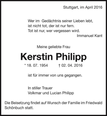 Traueranzeige von Kerstin Philipp  von Magdeburger Volksstimme