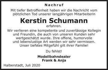 Traueranzeige von Kerstin Schumann  von Magdeburger Volksstimme