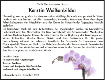 Traueranzeige von Kerstin Weißenbilder  von Magdeburger Volksstimme