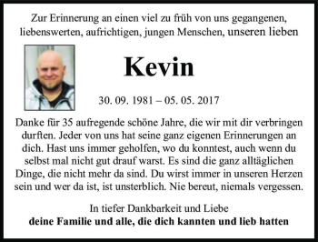 Traueranzeige von Kevin  von Magdeburger Volksstimme