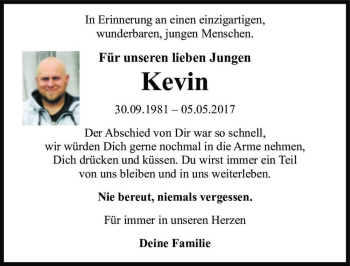Traueranzeige von Kevin  von Magdeburger Volksstimme