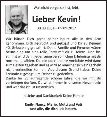 Traueranzeige von Kevin  von Magdeburger Volksstimme