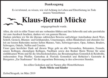 Traueranzeige von Klaus-Bernd Mücke  von Magdeburger Volksstimme