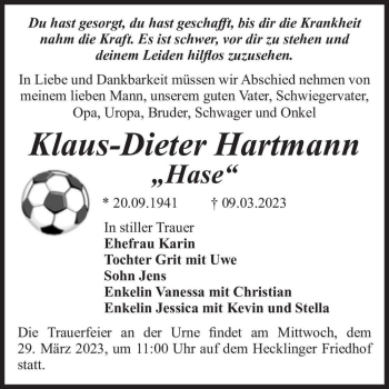 Traueranzeige von Klaus-Dieter 