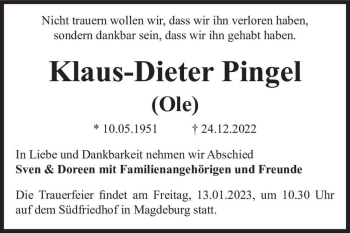 Traueranzeige von Klaus-Dieter 