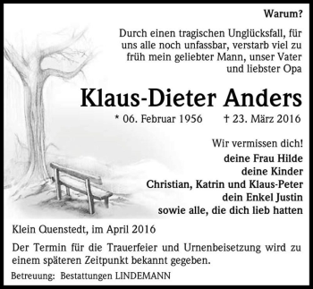 Traueranzeige von Klaus-Dieter Anders  von Magdeburger Volksstimme