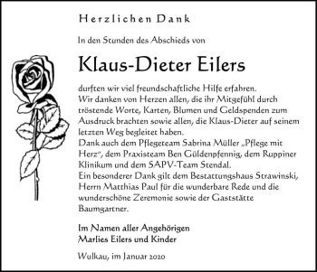 Traueranzeige von Klaus-Dieter Eilers  von Magdeburger Volksstimme