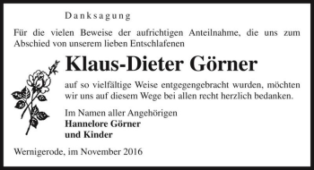 Traueranzeige von Klaus-Dieter Görner  von Magdeburger Volksstimme