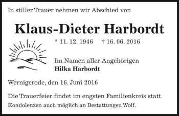 Traueranzeige von Klaus-Dieter Harbordt  von Magdeburger Volksstimme