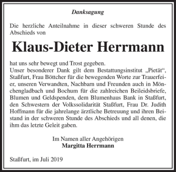 Traueranzeige von Klaus-Dieter Herrmann  von Magdeburger Volksstimme