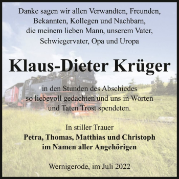 Traueranzeige von Klaus-Dieter Krüger  von Magdeburger Volksstimme
