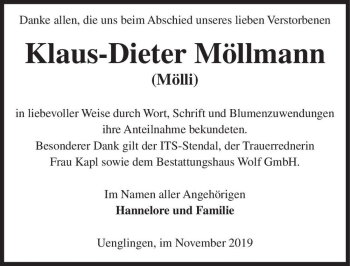 Traueranzeige von Klaus-Dieter Möllmann (Mölli)  von Magdeburger Volksstimme