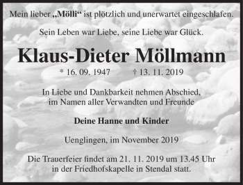 Traueranzeige von Klaus-Dieter Möllmann  von Magdeburger Volksstimme