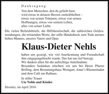 Traueranzeige von Klaus-Dieter Nehls  von Magdeburger Volksstimme