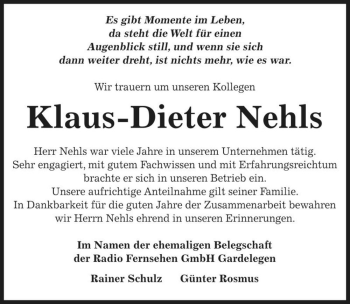 Traueranzeige von Klaus-Dieter Nehls  von Magdeburger Volksstimme