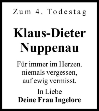 Traueranzeige von Klaus-Dieter Nuppenau  von Magdeburger Volksstimme