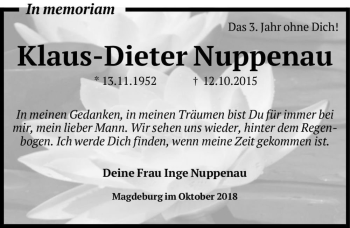Traueranzeige von Klaus-Dieter Nuppenau  von Magdeburger Volksstimme