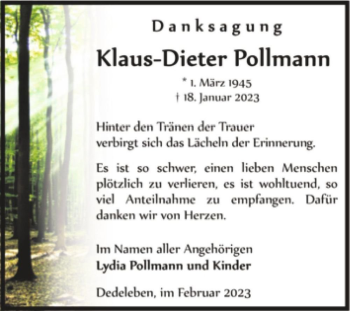 Traueranzeige von Klaus-Dieter Pollmann  von Magdeburger Volksstimme