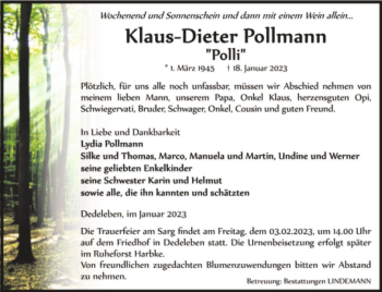 Traueranzeige von Klaus-Dieter Pollmann “Polli“  von Magdeburger Volksstimme