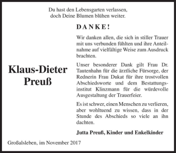 Traueranzeige von Klaus-Dieter Preuß  von Magdeburger Volksstimme