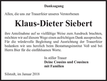 Traueranzeige von Klaus-Dieter Siebert  von Magdeburger Volksstimme