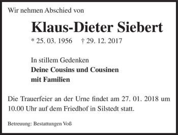 Traueranzeige von Klaus-Dieter Siebert  von Magdeburger Volksstimme