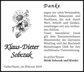 Traueranzeige von Klaus-Dieter Sobczak  von Magdeburger Volksstimme