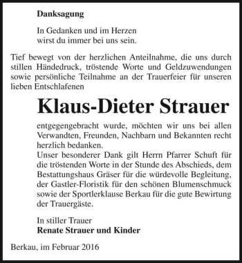 Traueranzeige von Klaus-Dieter Strauer  von Magdeburger Volksstimme