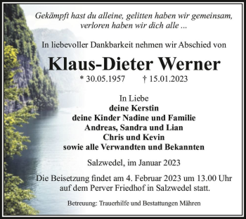 Traueranzeige von Klaus-Dieter Werner  von Magdeburger Volksstimme