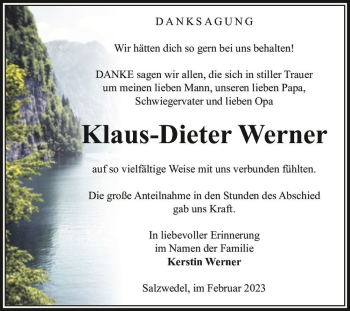 Traueranzeige von Klaus-Dieter Werner  von Magdeburger Volksstimme