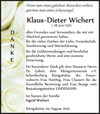 Traueranzeige von Klaus-Dieter Wichert  von Magdeburger Volksstimme