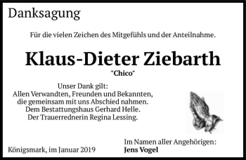 Traueranzeige von Klaus-Dieter Ziebarth 