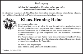 Traueranzeige von Klaus-Henning Heine  von Magdeburger Volksstimme
