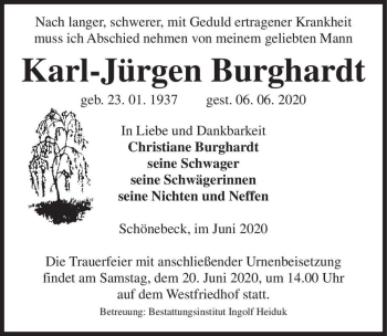 Traueranzeige von Klaus-Jürgen Burghardt  von Magdeburger Volksstimme