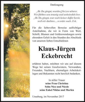 Traueranzeige von Klaus-Jürgen Eckebrecht  von Magdeburger Volksstimme