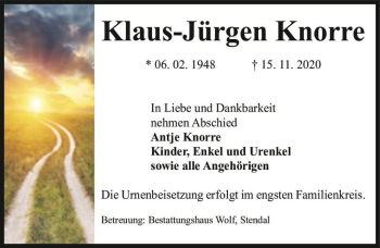 Traueranzeige von Klaus-Jürgen Knorre  von Magdeburger Volksstimme