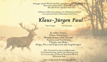 Traueranzeige von Klaus-Jürgen Paul  von Magdeburger Volksstimme