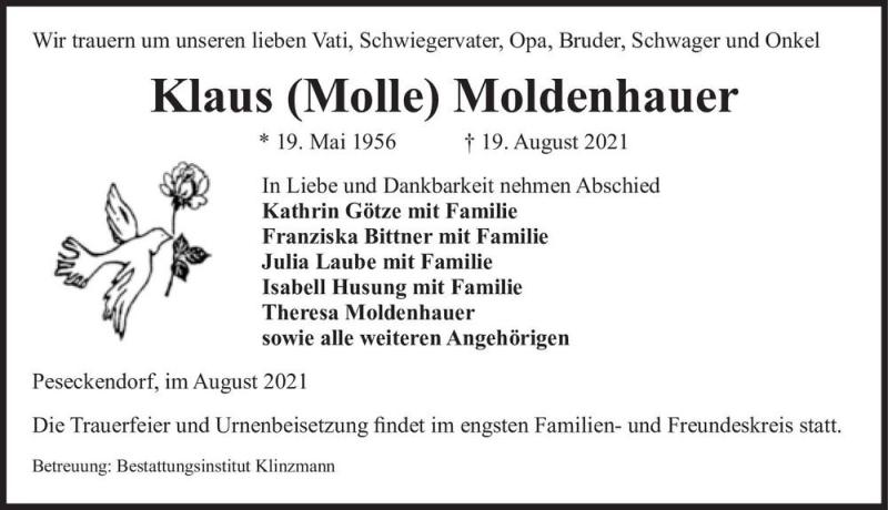  Traueranzeige für Klaus 