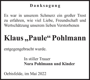 Traueranzeige von Klaus 