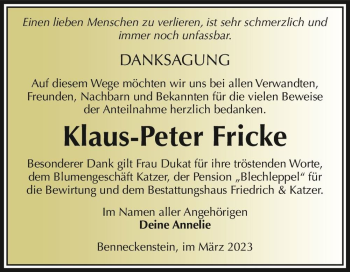 Traueranzeige von Klaus-Peter Fricke  von Magdeburger Volksstimme