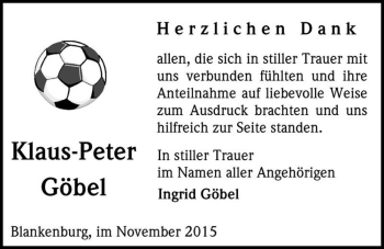 Traueranzeige von Klaus-Peter Göbel  von Magdeburger Volksstimme