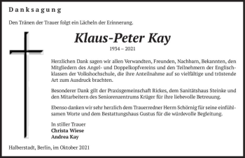 Traueranzeige von Klaus-Peter Kay  von Magdeburger Volksstimme