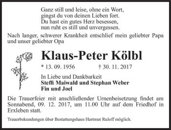 Traueranzeige von Klaus-Peter Kölbl  von Magdeburger Volksstimme